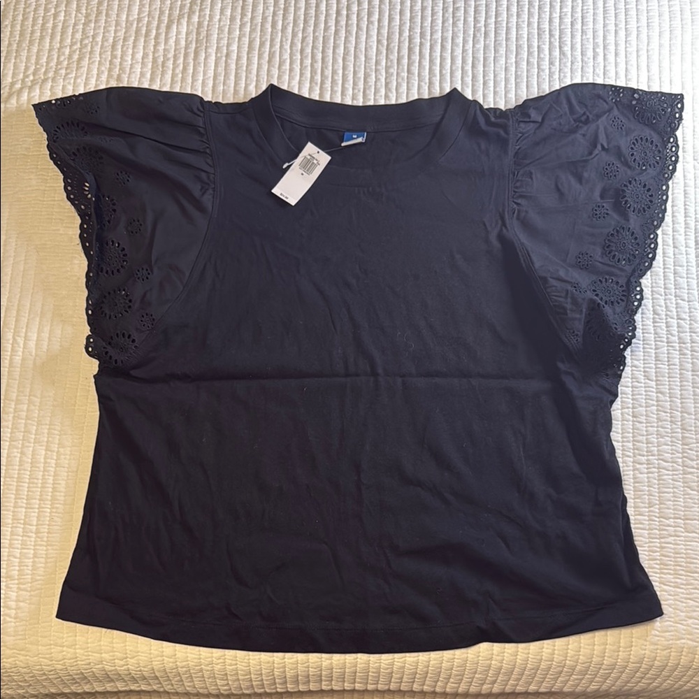 Old Navy Black Flutter Sleeve Ruffled Blouse